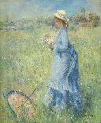 Femme cueillant des Fleurs oil on canvas painting by Pierre-Auguste Renoir renoir